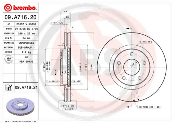 Disc frana punte fata (09A71621 ABS) NISSAN,NISSAN (DFAC)