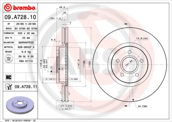 Disc frana punte fata (09A72811 ABS) FORD,VOLVO,VOLVO (CHANGAN)