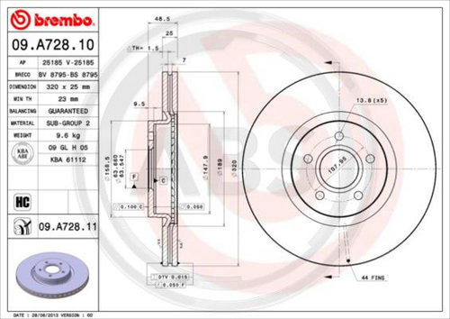 Disc frana punte fata (09A72811 ABS) FORD,VOLVO,VOLVO (CHANGAN)