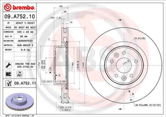 Disc frana punte fata (09A75211 ABS) RENAULT