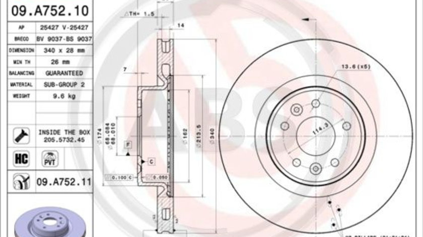 Disc frana punte fata (09A75211 ABS) RENAULT