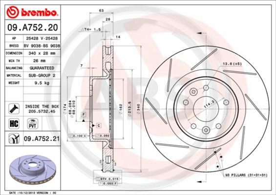Disc frana punte fata (09A75221 ABS) RENAULT