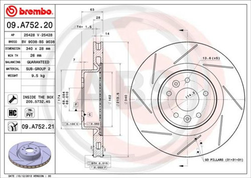 Disc frana punte fata (09A75221 ABS) RENAULT