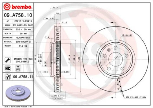 Disc frana punte fata (09A75811 ABS) AUDI,AUDI (FAW)