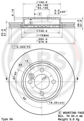 Disc frana punte fata (09A76111 ABS) MINI