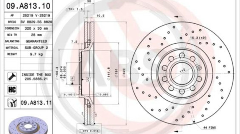 Disc frana punte fata (09A81311 ABS) AUDI,AUDI (FAW)