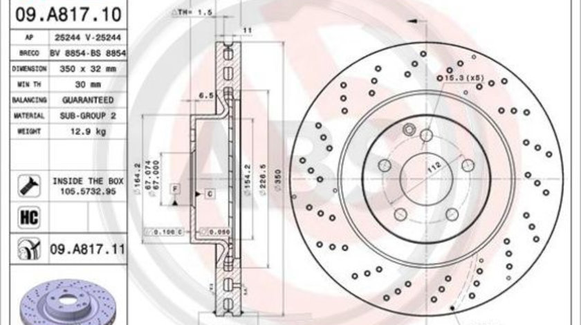 Disc frana punte fata (09A81711 ABS) MERCEDES-BENZ