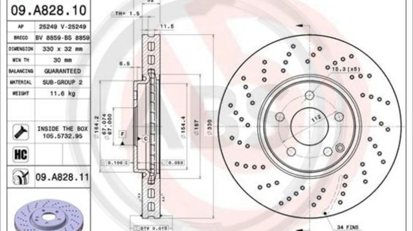 Disc frana punte fata (09A82811 ABS) MERCEDES-BENZ