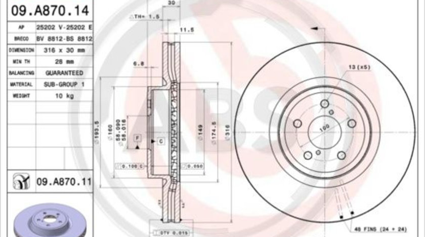 Disc frana punte fata (09A87011 ABS) SUBARU