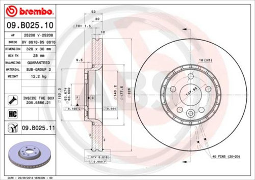 Disc frana punte fata (09B02511 ABS) VOLVO,VOLVO ASIA