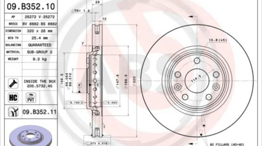 Disc frana punte fata (09B35211 ABS) RENAULT