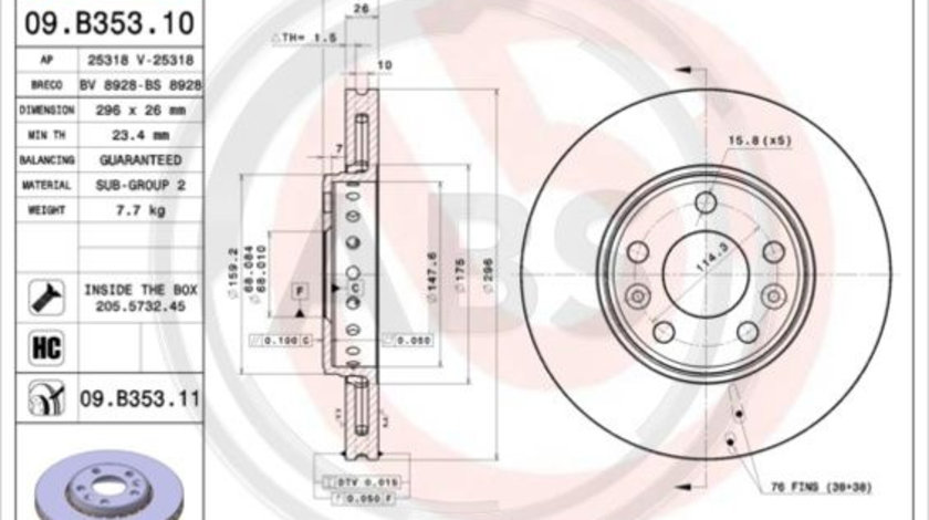 Disc frana punte fata (09B35311 ABS) RENAULT