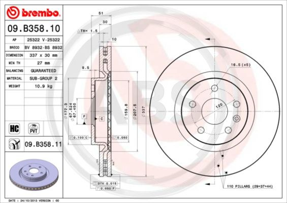 Disc frana punte fata (09B35811 ABS) OPEL,SAAB,VAUXHALL