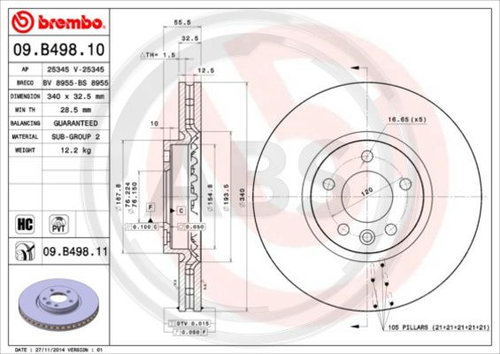 Disc frana punte fata (09B49811 ABS) VW