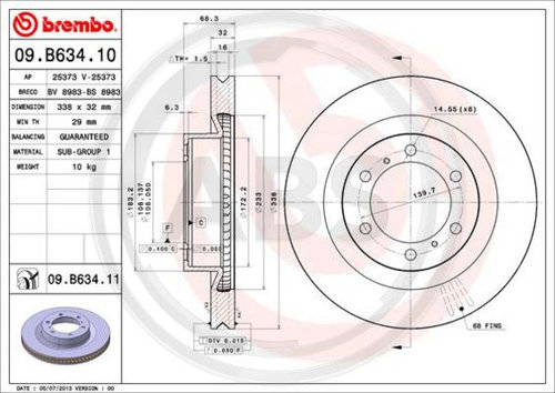 Disc frana punte fata (09B63411 ABS) LEXUS,TOYOTA,TOYOTA (FAW)