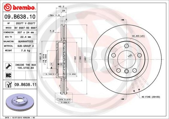 Disc frana punte fata (09B63811 ABS) MINI