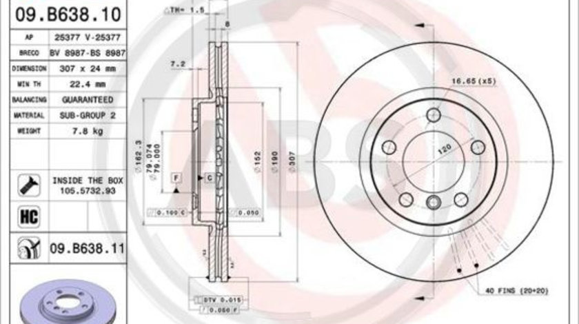 Disc frana punte fata (09B63811 ABS) MINI