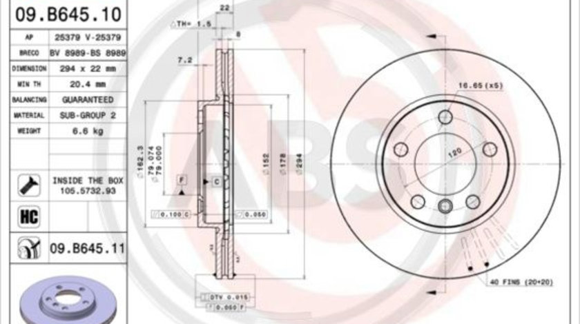 Disc frana punte fata (09B64511 ABS) MINI