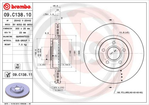Disc frana punte fata (09C13811 ABS) VOLVO