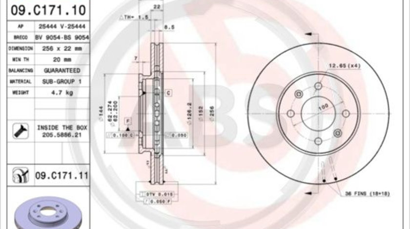 Disc frana punte fata (09C17111 ABS) HYUNDAI,HYUNDAI (BEIJING),KIA,KIA (DYK)