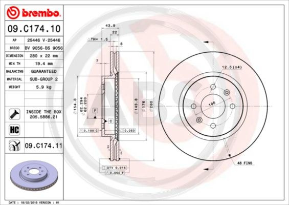 Disc frana punte fata (09C17411 ABS) HYUNDAI,KIA