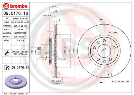 Disc frana punte fata (09C17611 ABS) MAZDA,MAZDA (FAW)