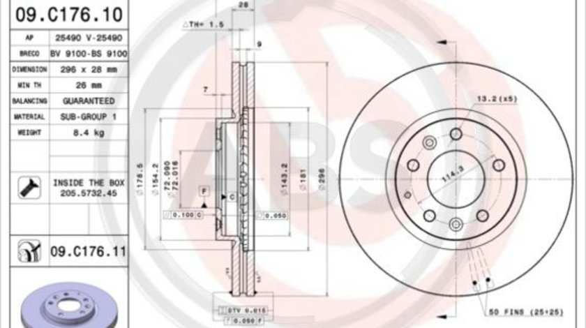 Disc frana punte fata (09C17611 ABS) MAZDA,MAZDA (FAW)