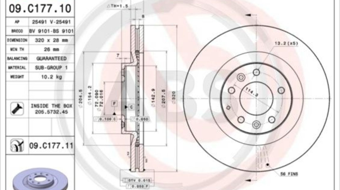 Disc frana punte fata (09C17711 ABS) FORD USA,MAZDA