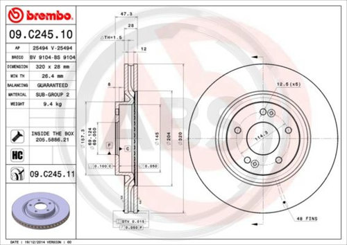 Disc frana punte fata (09C24511 ABS) HYUNDAI,KIA,KIA (DYK)