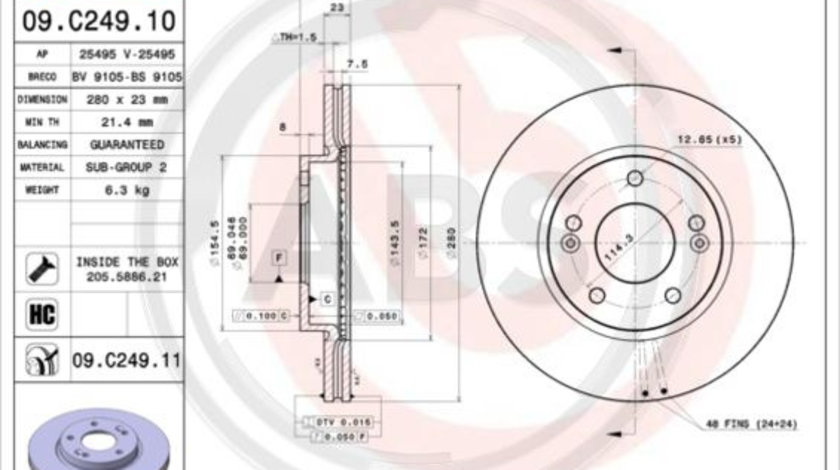 Disc frana punte fata (09C24911 ABS) HYUNDAI,HYUNDAI (BEIJING),KIA,KIA (DYK)