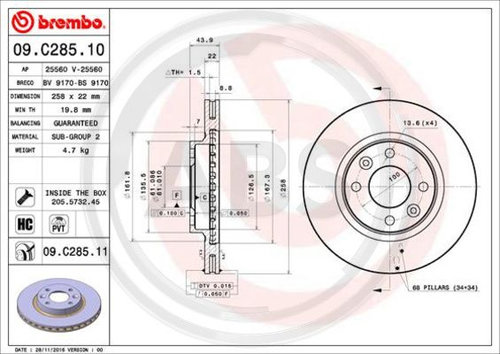 Disc frana punte fata (09C28511 ABS) DACIA,RENAULT,SMART