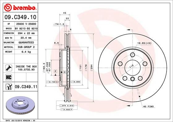 Disc frana punte fata (09C34911 ABS) BMW,MINI