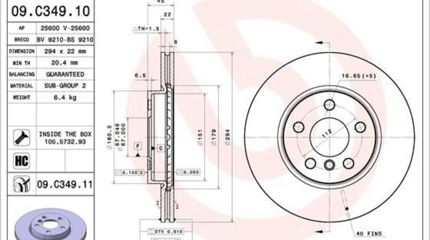 Disc frana punte fata (09C34911 ABS) BMW,MINI