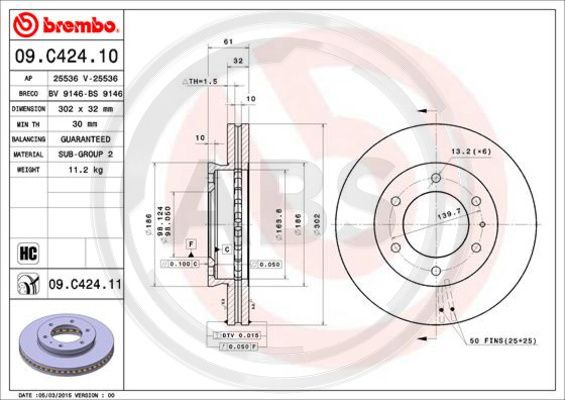 Disc frana punte fata (09C42411 ABS) FORD,FORD AUSTRALIA,MAZDA