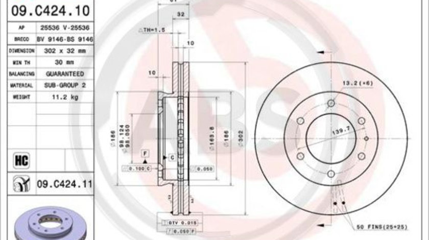 Disc frana punte fata (09C42411 ABS) FORD,FORD AUSTRALIA,MAZDA