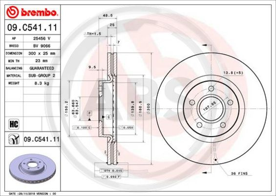 Disc frana punte fata (09C54111 ABS) FORD