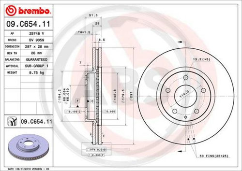 Disc frana punte fata (09C65411 ABS) MAZDA