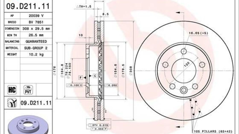 Disc frana punte fata (09D21111 ABS) VW