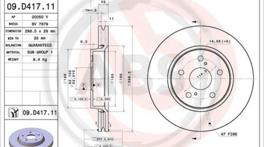 Disc frana punte fata (09D41711 ABS) TOYOTA