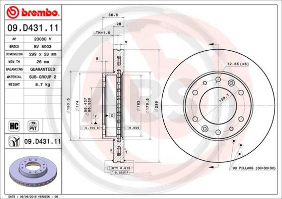 Disc frana punte fata (09D43111 ABS) HYUNDAI