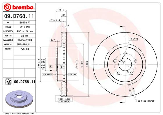 Disc frana punte fata (09D76811 BREMBO) SUBARU