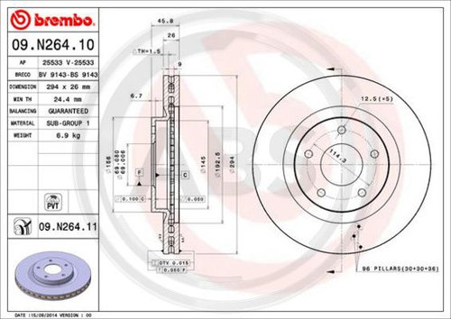 Disc frana punte fata (09N26411 ABS) Citroen,MITSUBISHI,PEUGEOT