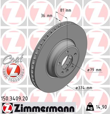Disc frana punte fata (150340920 ZIMMERMANN) BMW
