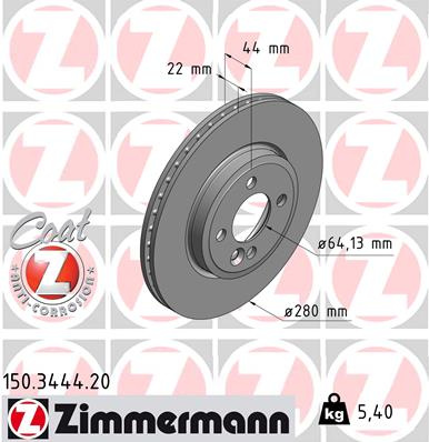 Disc frana punte fata (150344420 ZIMMERMANN) MINI