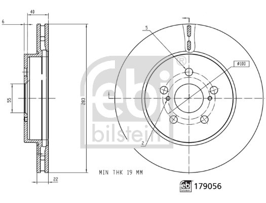Disc frana punte fata (179056 FEBI BILSTEIN) TOYOTA