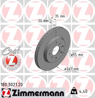 Disc frana punte fata (180302120 ZIMMERMANN) Citroen,JAC,PEUGEOT,TOYOTA
