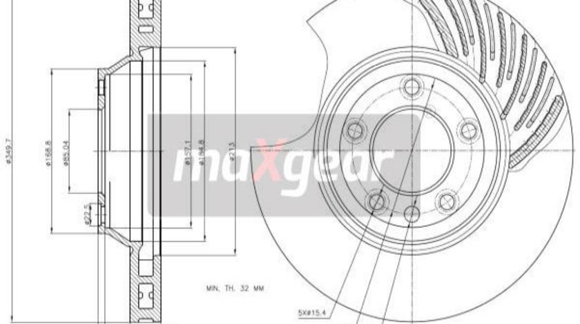 Disc frana punte fata (19-1837 191837 MAXGEAR) AUDI,PORSCHE,VW