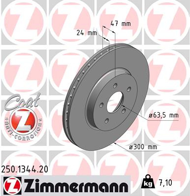 Disc frana punte fata (250134420 ZIMMERMANN) FORD,JAGUAR