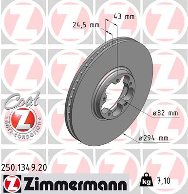Disc frana punte fata (250134920 ZIMMERMANN) FORD