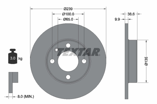 Disc frana punte fata (92009303 TEXTAR) AUDI,SEAT,VW